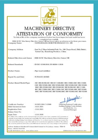 CE Certification for Steel Pipe Stabilizer certificate from Bolang Robot Technology Co., Ltd.