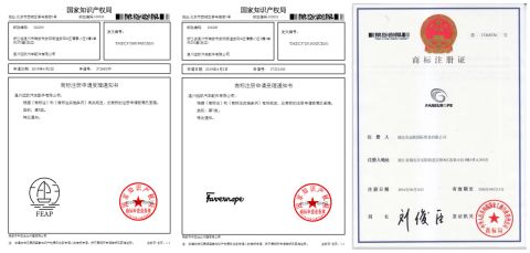 Brand Registration certificate from Wenzhou Far Europe Automobile Safety System Co., Ltd