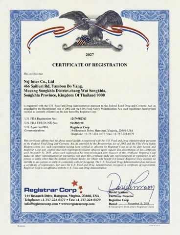 Certificate of registration  certificate from nsj inter co.,ltd