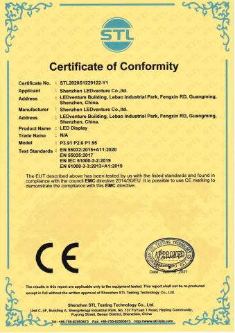 CE certificate from Shenzhen LEDventure Co., Ltd.