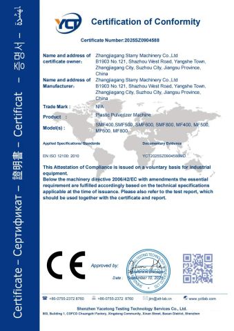CE certificate certificate of Zhangjiagang Starry Machinery Co., Ltd. – certificate photo, supplier certificates section