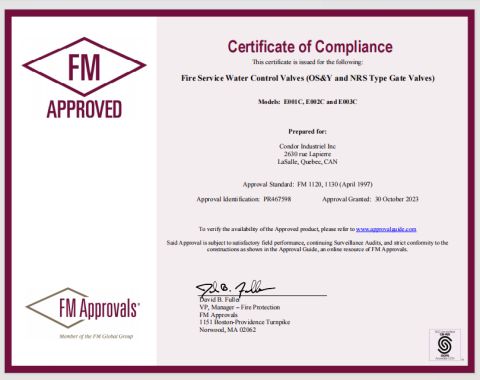FM CERTIFICATE certificate from HENAN CONDOR MACHINERY IMP.& EXP. CO., LTD