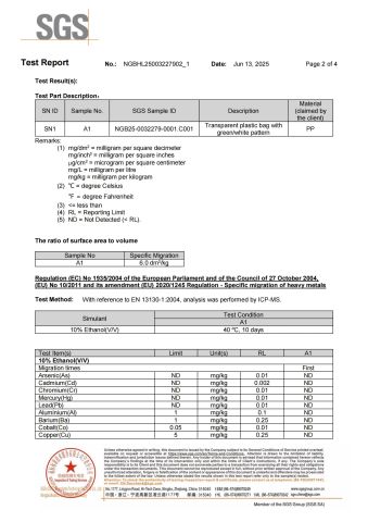 Pouch bag Food grade certificate from KAIPING FEILIYANG PACKING MATERIALS CO., LTD.