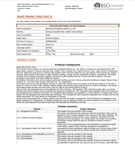 Certificates certificate from FUJIAN JOLLY SPORTS LIMITED