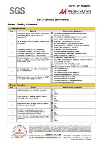 SUPPLIER ASSESSMENT REPORT certificate from Ningbo Haida Plastic Machinery Co., Ltd.