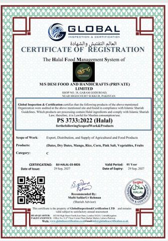 HALAL certificate from Desi Food Bank LLC