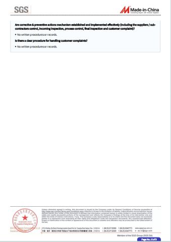 SGS certificate from Jining Huahang International Trade Co., Ltd.
