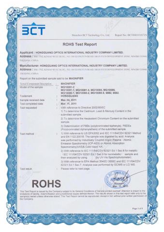 Report-for-RoHS certificate from Ningbo Hongbo Optical Instrument Co., Ltd.