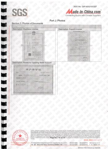 Certificates certificate from Liaocheng Xinruyi Trading Co., LTD.