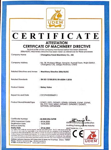 CE certificate from Changzhou Fuwei Machinery Co., Ltd.
