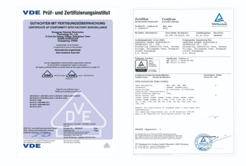 VDE Certification certificate from Reomax Electronics Co., Ltd