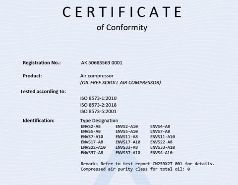 Gardrner Denver certificate from Kopa Trading (Shanghai) Co., Ltd.