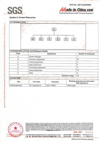 SGS certificate from Chiping Jiabao Decoration Materials Co., Ltd.