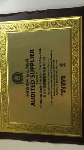 Certificates certificate from Shenzhen Godo Precision Parts Co., Ltd.