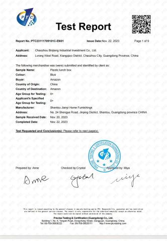 lunch box CPC certificate certificate from Chaozhou Binjiang Industrial Investment Co., Ltd.
