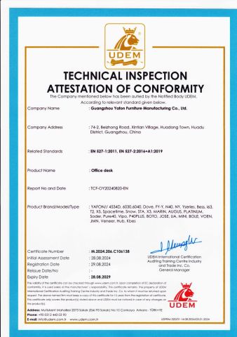 CE CERTIFICATE certificate from Guangzhou yafon furniture manufacturing co.LTD