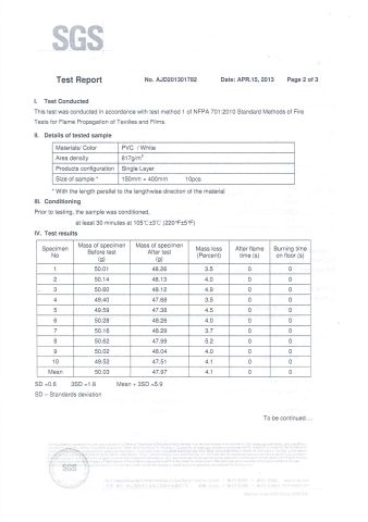 SGS certificate from Yangzhou Everest Outdoor Co., Ltd.