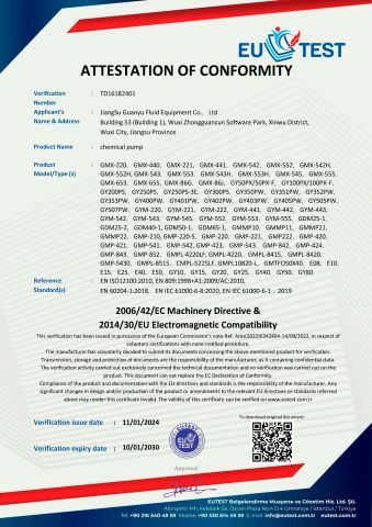 CE certification certificate from Suzhou Guanyu Mechanical Technology Co., Ltd