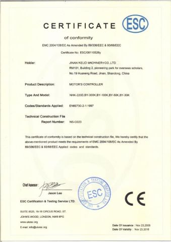 CE certification certificate of Jinan Kelid Machinery Co., Ltd. – certificate photo, supplier certificates section
