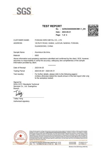 Product Inspection Report certificate of Foshan Hero Metal co., Ltd – certificate photo, supplier certificates section