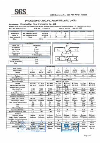 AWS D1.1 PQR certificate of Qingdao Ruly Steel Engineering Co., Ltd – certificate photo, supplier certificates section