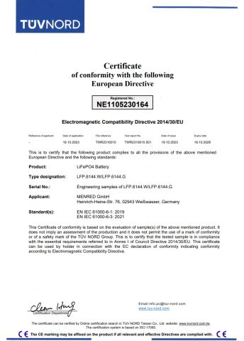 CE certificate from Menred Ess Co., Ltd.