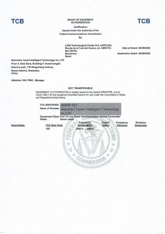 FCC certificate from Shanghai Sotech Technology Co. Ltd