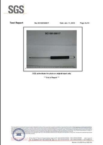 SGS certificate from Changzhou Longxiang Gas Spring Co., Ltd.