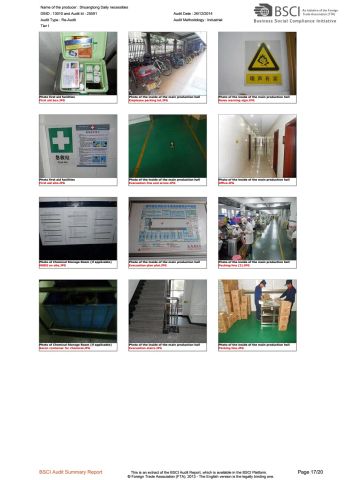 BSCI Audit-09 certificate from Shuangtong Daily Necessities Co., Ltd. Y. W.