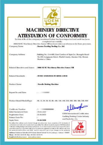 CE Certificate certificate from Jiaozuo Taoding Trading Co., Ltd