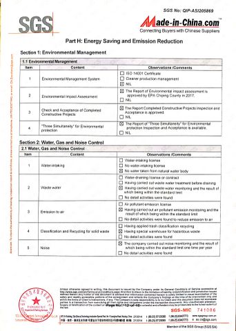 SGS certificate from Chiping Jiabao Decoration Materials Co., Ltd.