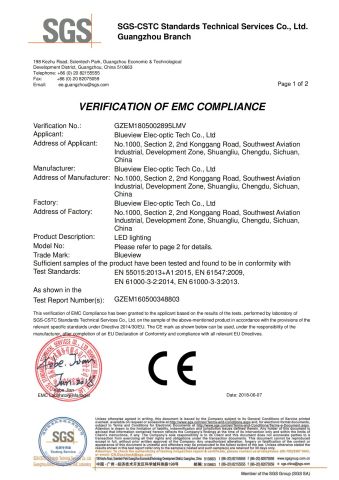 CE for LED light certificate from GUANGZHOU BLANC SIGN CO LTD