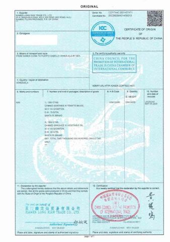 CO-VENEZUELA certificate of Xiamen Long Xian Trade Co., Ltd. – certificate photo, supplier certificates section