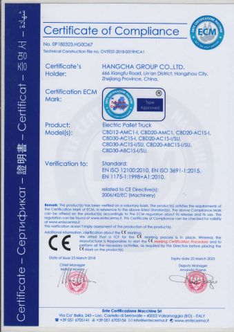 CE certificate from Hangzhou Vans Machinery Co., Ltd.