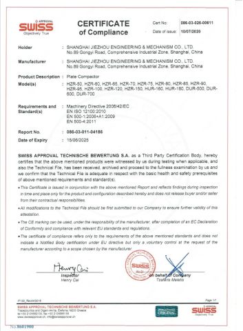CE certificate from Shanghai Jiezhou Engineering & Mechanism Co., Ltd.
