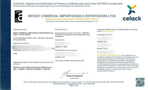 INMETRO certificate from QINGDAO SUNTEK INTERANTIAONL TRADING CO., LTD.