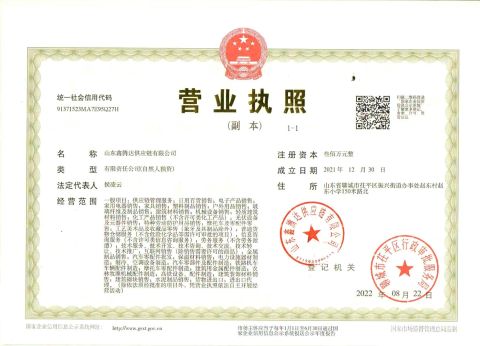 certificate show certificate from Shandong Xintengda Supply Chain Co., Ltd.