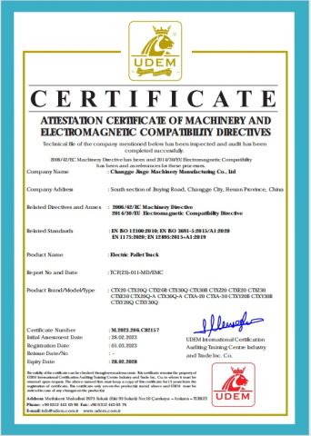 Certificate certificate from Xuchang Kaiyu Machinery Co., Ltd.