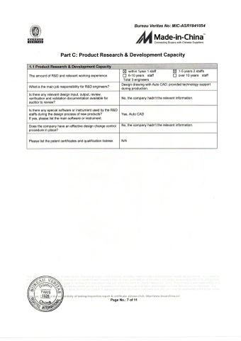 R & D certificate from Shanghai Brothers Textile Co., Ltd.