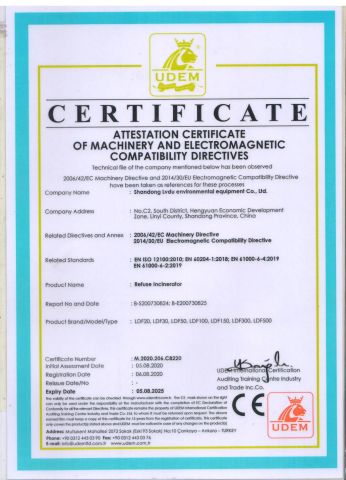 CE RTIFICATE certificate from Shandong Lvdu Environmental Equipment Co., Ltd