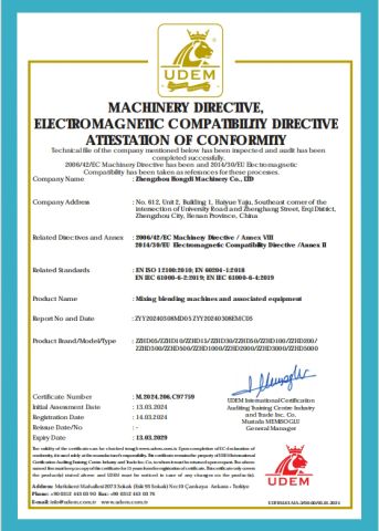 Mixer CE certificate certificate from Zhengzhou Hongdi Machinery Co., Ltd.