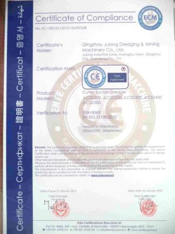CE Certification certificate from Qingzhou Julong Environment Technology Co., Ltd.