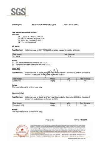 Test Report certificate from Shenzhen YueYueYuan Cosmetics Co., Ltd.