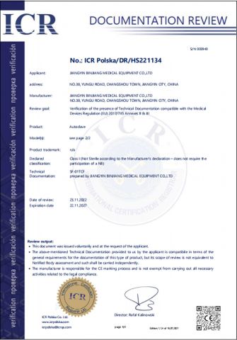 CE certificate from Guangzhou Binjiang Medical Equipment Co., Ltd