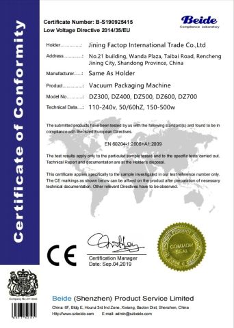 CE certificate from Jining Factop International Trade Co., Ltd.