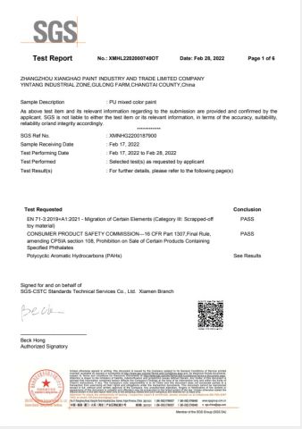 SGS certificate of Yueyang Grand Arts and Crafts Co., Ltd. – certificate photo, supplier certificates section