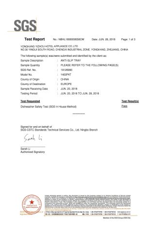 certificate 01 certificate from YONGKANG YIZHOU HOTEL APPLIANCE CO., LTD.