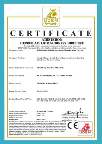 Our certificate certificate of Hebei Junnuo Hoist Machinery Co., Ltd – certificate photo, supplier certificates section