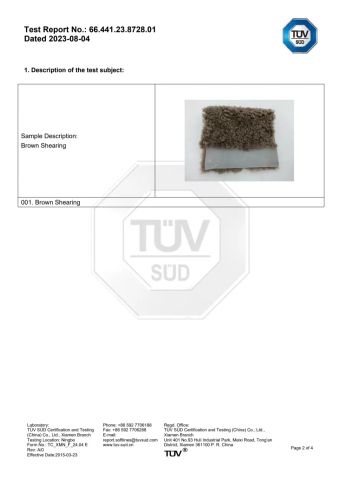 Sheepskin for Upholstery certificate from Zhengzhou Zhuowen Import and Export Trading Co., Ltd.