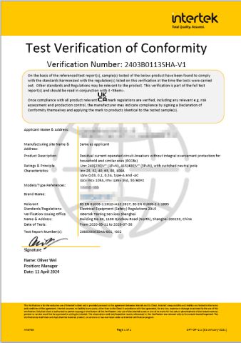 UKCA certificate from Wenzhou Huishang Electric Co. Ltd.